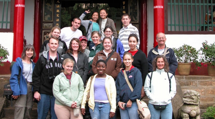 Group of students on a Study Abroad Trip with faculty member, Kelli Carmean